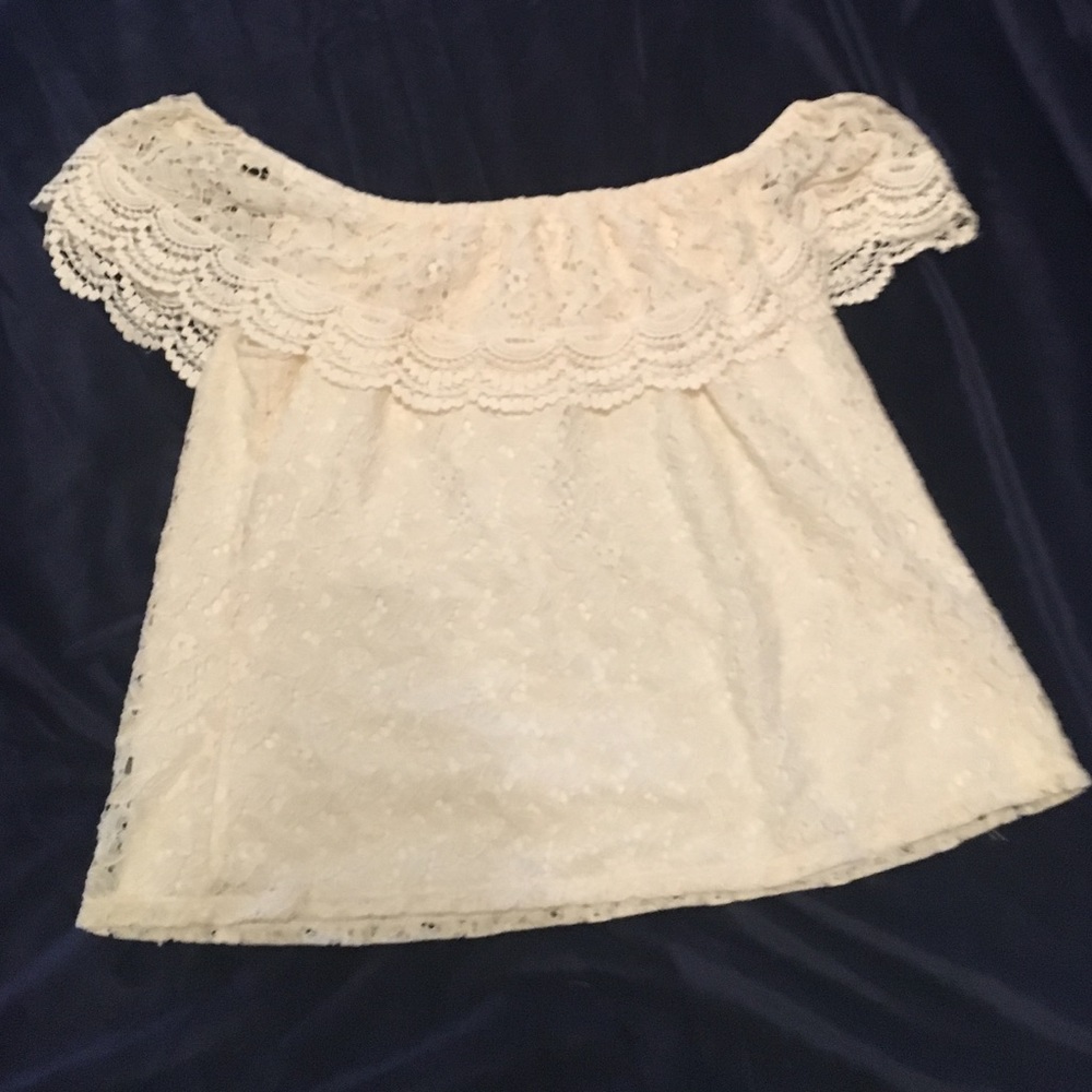White lace off-shoulder top